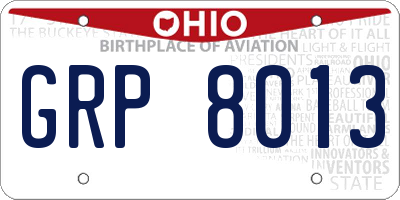 OH license plate GRP8013