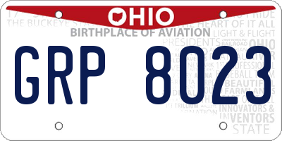 OH license plate GRP8023