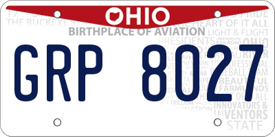 OH license plate GRP8027