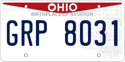 OH license plate GRP8031