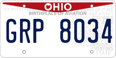 OH license plate GRP8034