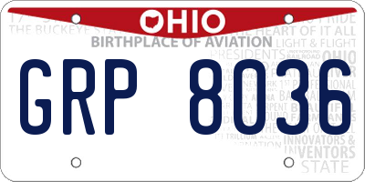 OH license plate GRP8036