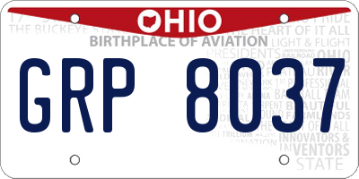 OH license plate GRP8037