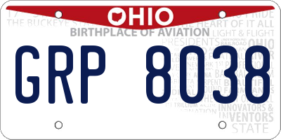 OH license plate GRP8038