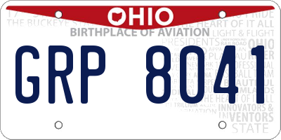 OH license plate GRP8041