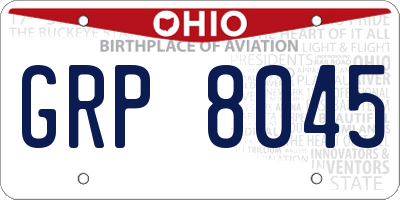 OH license plate GRP8045