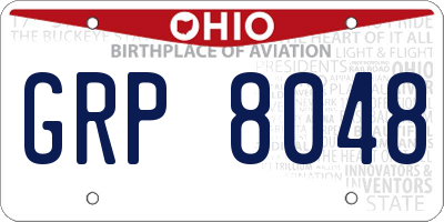 OH license plate GRP8048