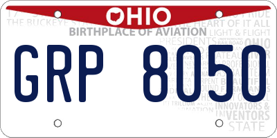 OH license plate GRP8050