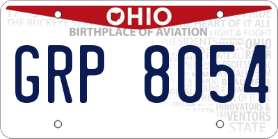 OH license plate GRP8054