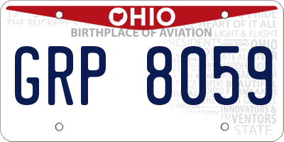 OH license plate GRP8059