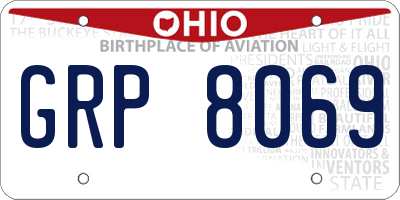 OH license plate GRP8069