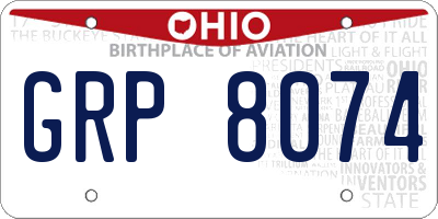 OH license plate GRP8074