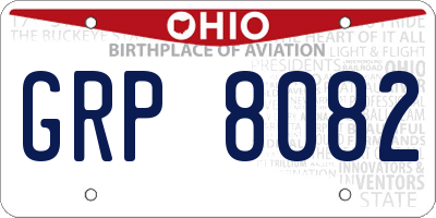 OH license plate GRP8082