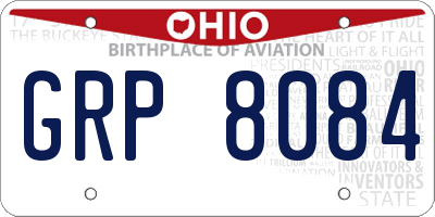 OH license plate GRP8084