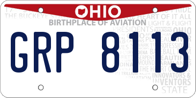 OH license plate GRP8113