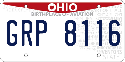 OH license plate GRP8116
