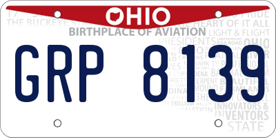 OH license plate GRP8139