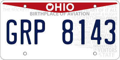 OH license plate GRP8143