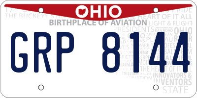 OH license plate GRP8144