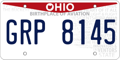 OH license plate GRP8145