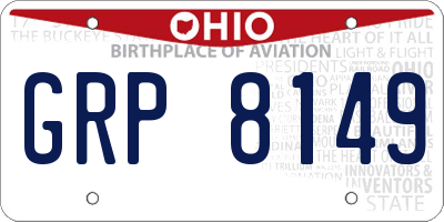 OH license plate GRP8149