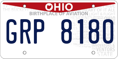 OH license plate GRP8180