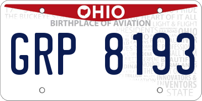 OH license plate GRP8193