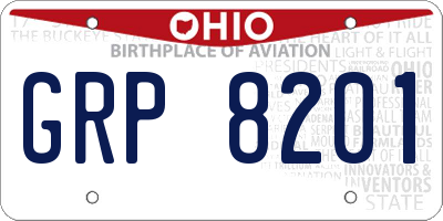 OH license plate GRP8201