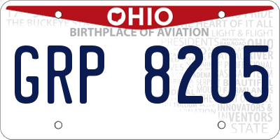OH license plate GRP8205