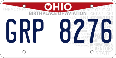 OH license plate GRP8276