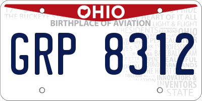 OH license plate GRP8312