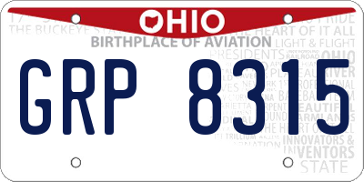 OH license plate GRP8315