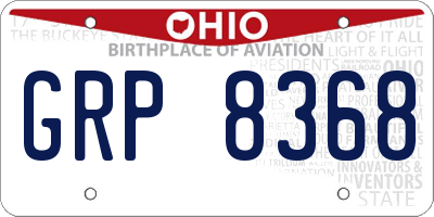 OH license plate GRP8368