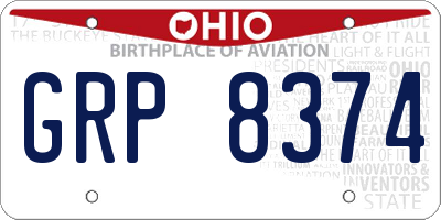 OH license plate GRP8374