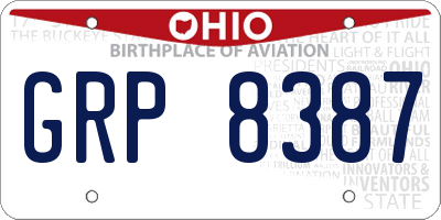 OH license plate GRP8387