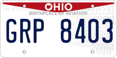OH license plate GRP8403