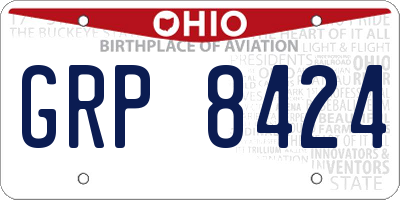 OH license plate GRP8424