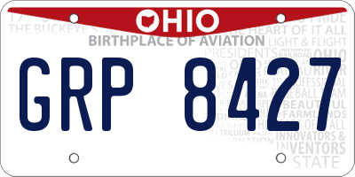 OH license plate GRP8427