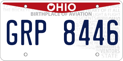 OH license plate GRP8446