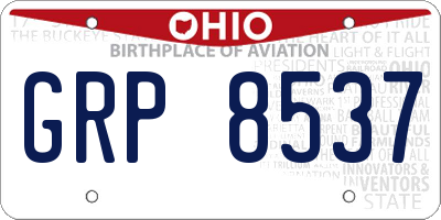 OH license plate GRP8537