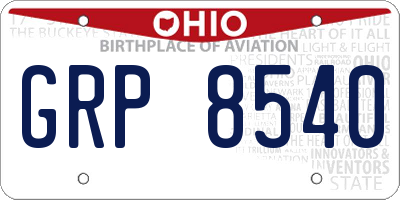 OH license plate GRP8540