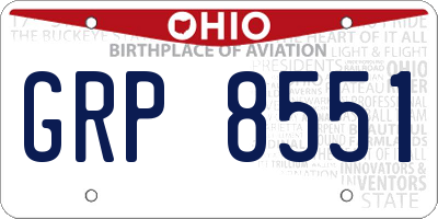 OH license plate GRP8551