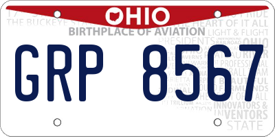 OH license plate GRP8567