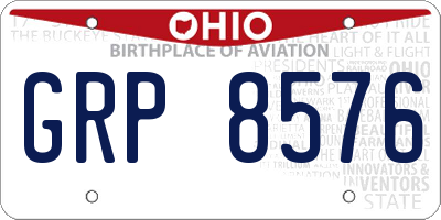 OH license plate GRP8576