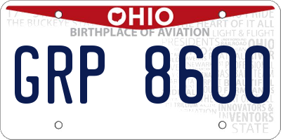 OH license plate GRP8600