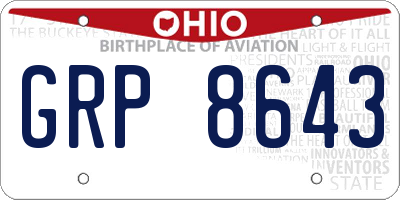 OH license plate GRP8643