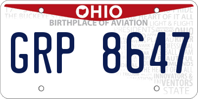 OH license plate GRP8647