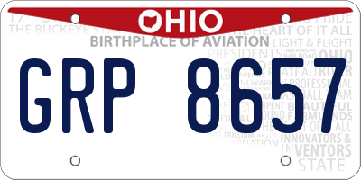 OH license plate GRP8657