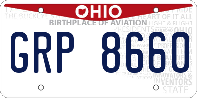 OH license plate GRP8660