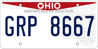 OH license plate GRP8667
